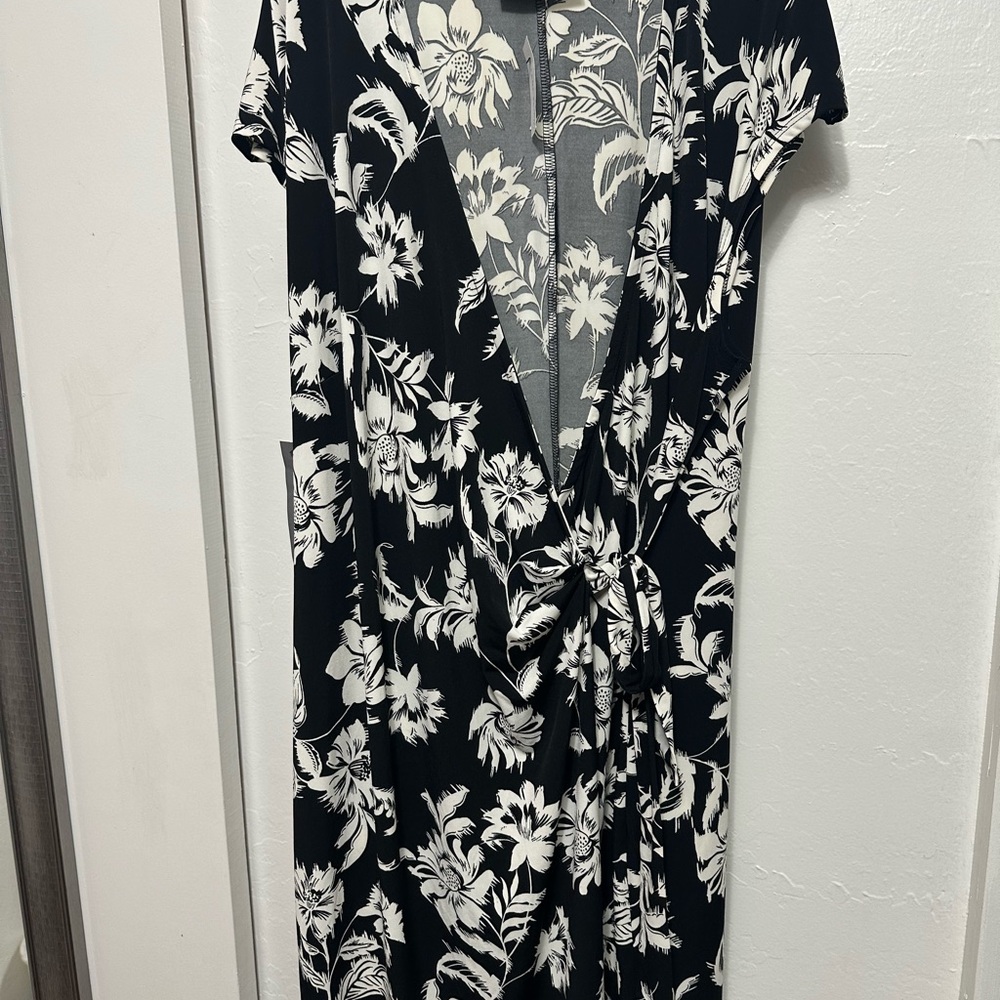 Lane Bryant floral Black and White Wrap Dress